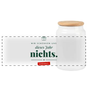 Wir schenken uns nichts Ragebait Weihnachten Paar - Panorama Keksdose mit Holzdeckel - Weiß - Vorne