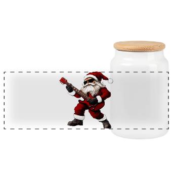 Gitarrist Weihnachten - Panorama Keksdose mit Holzdeckel - Weiß - Vorne