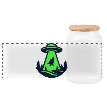 Ufo Wald Entfuehrung Grafik - Panorama Keksdose mit Holzdeckel - Weiß - Vorne