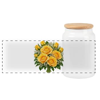 Golden Rose Bouquet Glow - Panorama Keksdose mit Holzdeckel - Weiß - Vorne