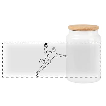Handball - Panorama Keksdose mit Holzdeckel - Weiß - Vorne
