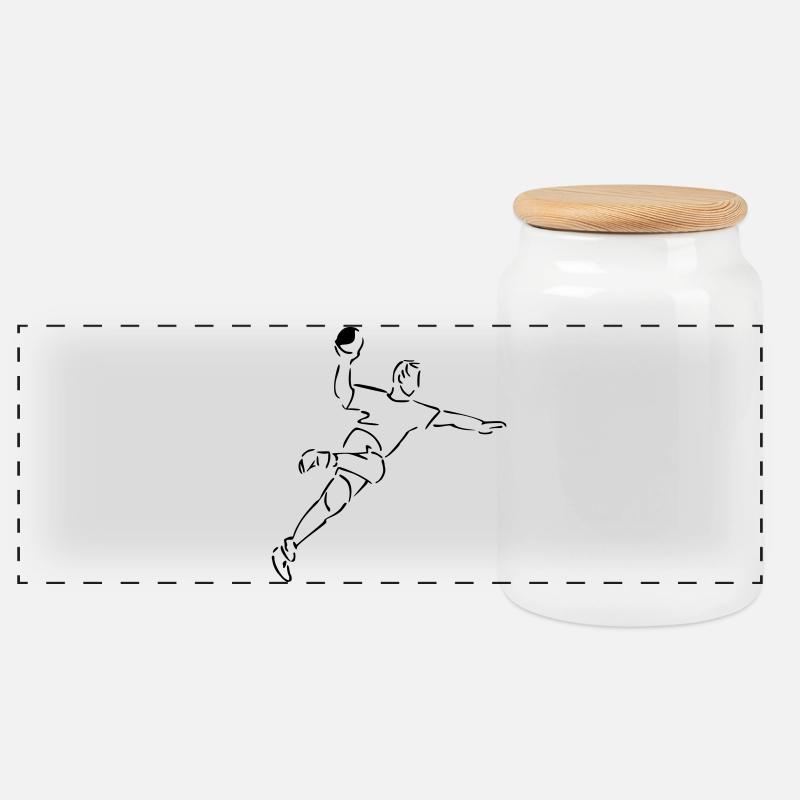 Handball - Panorama Keksdose mit Holzdeckel - Weiß