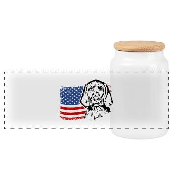 Drahthaar Vizsla US Amerika Fahne Hunde Wilsigns - Panorama Keksdose mit Holzdeckel - Weiß - Vorne
