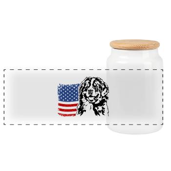 Bouvier Bernois US Amérique Drapeau Chiens Wilsigns - Boîte à biscuits avec couvercle en bois - blanc - Devant
