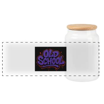 Old School Graffiti Lettering - Panoramic Cookie Jar with Wooden Lid - white - Front