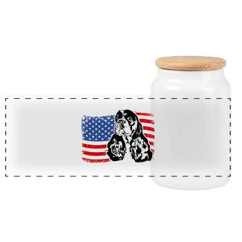 Cocker Américain Épagneul Drapeau de l’Amérique des États-Unis Wilsigns - Boîte à biscuits avec couvercle en bois - blanc - Devant