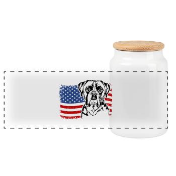 Boxer US Amerika Fahne Hunde Hund Wilsigns - Panorama Keksdose mit Holzdeckel - Weiß - Vorne