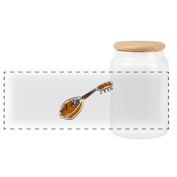 Sketch style acoustic mandolin - Panoramic Cookie Jar with Wooden Lid - white - Front