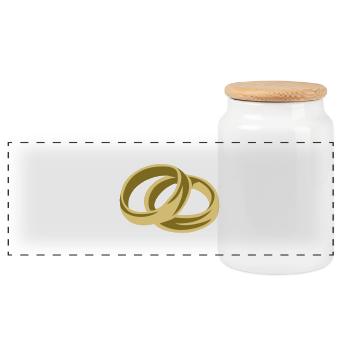 Ringe - Hochzeit - Panorama Keksdose mit Holzdeckel - Weiß - Vorne