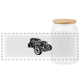Hot Rod - Panorama Keksdose mit Holzdeckel - Weiß - Vorne