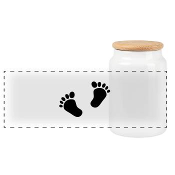 Two Baby Feet 2 Baby Feet Footprints Child Cute - Panoramic Cookie Jar with Wooden Lid - white - Front