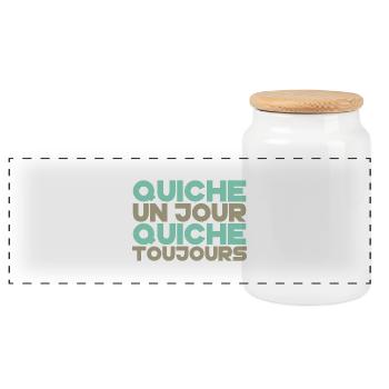 Lorraine Quiche un jour - Boîte à biscuits avec couvercle en bois - blanc - Devant