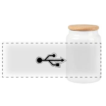 USB - Boîte à biscuits avec couvercle en bois - blanc - Devant