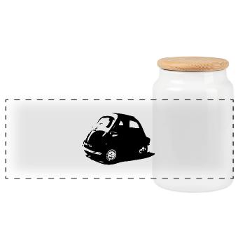Isetta - Panorama Keksdose mit Holzdeckel - Weiß - Vorne