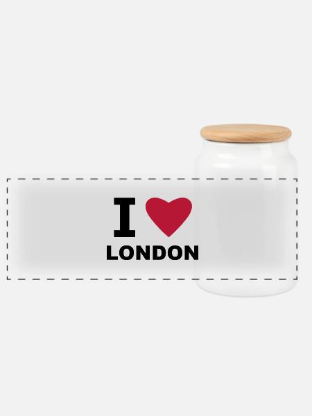 I love London - Panoramic Cookie Jar with Wooden Lid - white