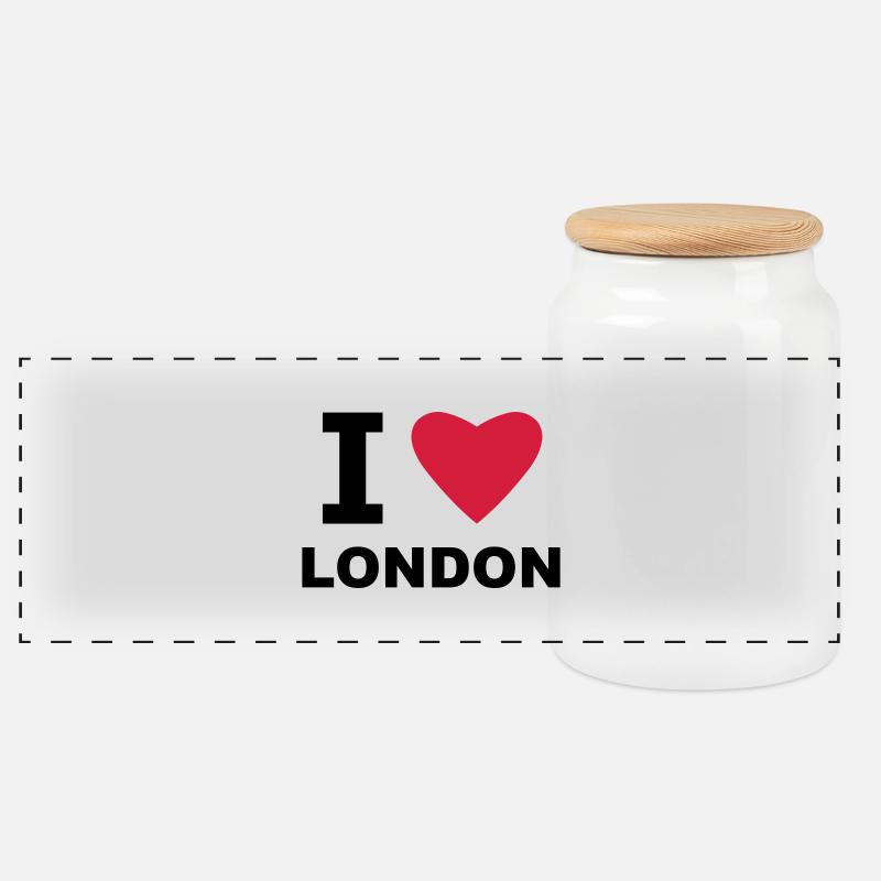 I love London - Panoramic Cookie Jar with Wooden Lid - white