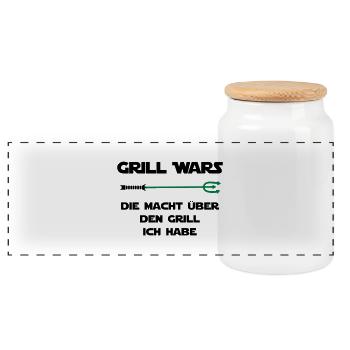 Grill wars Macht über de - Panorama Keksdose mit Holzdeckel - Weiß - Vorne