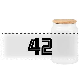 42 - Panoramic Cookie Jar with Wooden Lid - white - Front