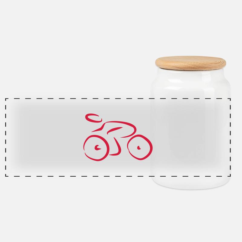 Fahrrad - Panorama Keksdose mit Holzdeckel - Weiß