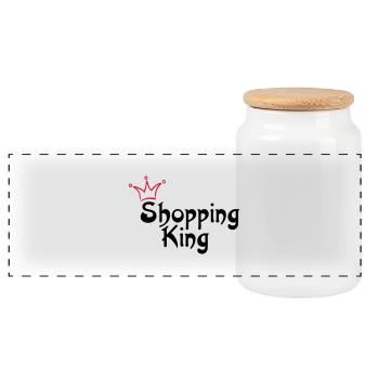 SHOPPING KING - Boîte à biscuits avec couvercle en bois - blanc - Devant