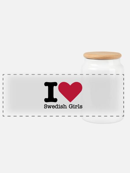 I Love Swedish Girls - Panorama Keksdose mit Holzdeckel - Weiß