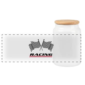 RACING - Course auto - Boîte à biscuits avec couvercle en bois - blanc - Devant