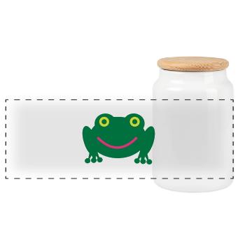 Frosch - Panorama Keksdose mit Holzdeckel - Weiß - Vorne