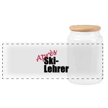 Apres Ski Lehrer - Panorama Keksdose mit Holzdeckel - Weiß - Vorne