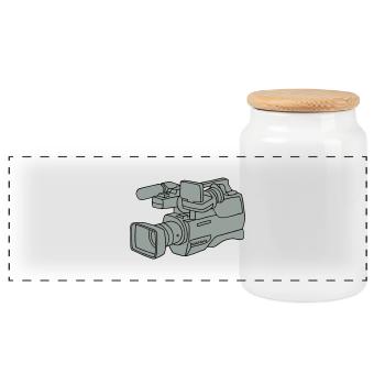 Caméra vidéo 2 - Boîte à biscuits avec couvercle en bois - blanc - Devant