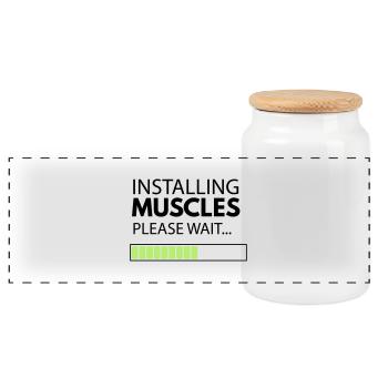 muscle_man - Boîte à biscuits avec couvercle en bois - blanc - Devant