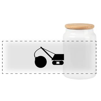 abrissbirne_1c - Panoramic Cookie Jar with Wooden Lid - white - Front