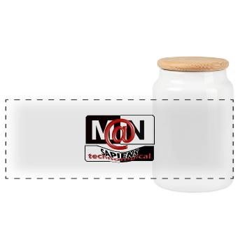 sapiens Man technologique - Boîte à biscuits avec couvercle en bois - blanc - Devant