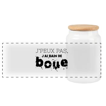 J'peux pas, j'ai bain de BOUE - Boîte à biscuits avec couvercle en bois - blanc - Devant