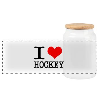J’aime le hockey - noir - Boîte à biscuits avec couvercle en bois - blanc - Devant