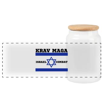 Krav Maga - Panorama Keksdose mit Holzdeckel - Weiß - Vorne