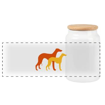 2 whippets 2 couleurs - Boîte à biscuits avec couvercle en bois - blanc - Devant