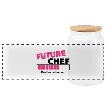 future chef - Boîte à biscuits avec couvercle en bois - blanc - Devant