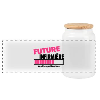 future infirmière - Boîte à biscuits avec couvercle en bois - blanc - Devant