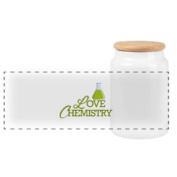 Chemiker / Chemie: Love Chemistry - Panorama Keksdose mit Holzdeckel - Weiß - Vorne