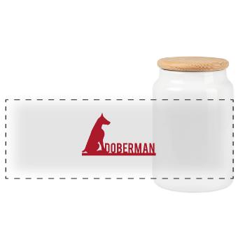 Chien / Doberman: Ne jugez pas mon Doberman - Boîte à biscuits avec couvercle en bois - blanc - Devant