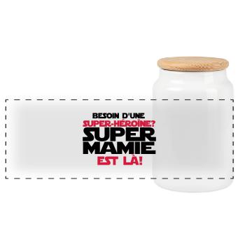 super mamie est là - Boîte à biscuits avec couvercle en bois - blanc - Devant