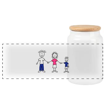 family_dad_and_mom_with_boy_3c - Boîte à biscuits avec couvercle en bois - blanc - Devant