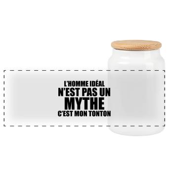 l'homme idéal n'est pas un mythe c'est mon tonton - Boîte à biscuits avec couvercle en bois - blanc - Devant