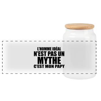 l'homme idéal n'est pas un mythe c'est mon papy - Boîte à biscuits avec couvercle en bois - blanc - Devant