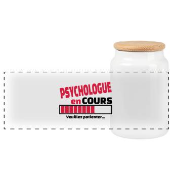 psychologue en cours - Boîte à biscuits avec couvercle en bois - blanc - Devant