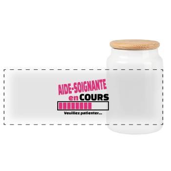 aide-soignante en cours - Boîte à biscuits avec couvercle en bois - blanc - Devant