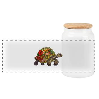 Turtle Tattoo - white contour - Boîte à biscuits avec couvercle en bois - blanc - Devant