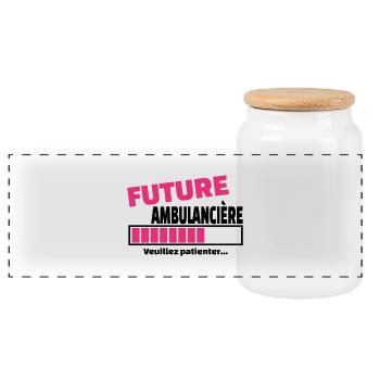 future ambulancière - Boîte à biscuits avec couvercle en bois - blanc - Devant