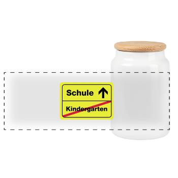schule , kindergarten - Panorama Keksdose mit Holzdeckel - Weiß - Vorne