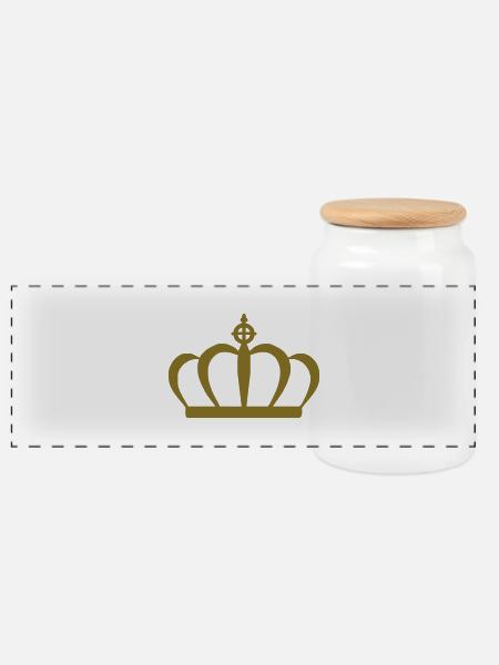 crown - Panorama Keksdose mit Holzdeckel - Weiß